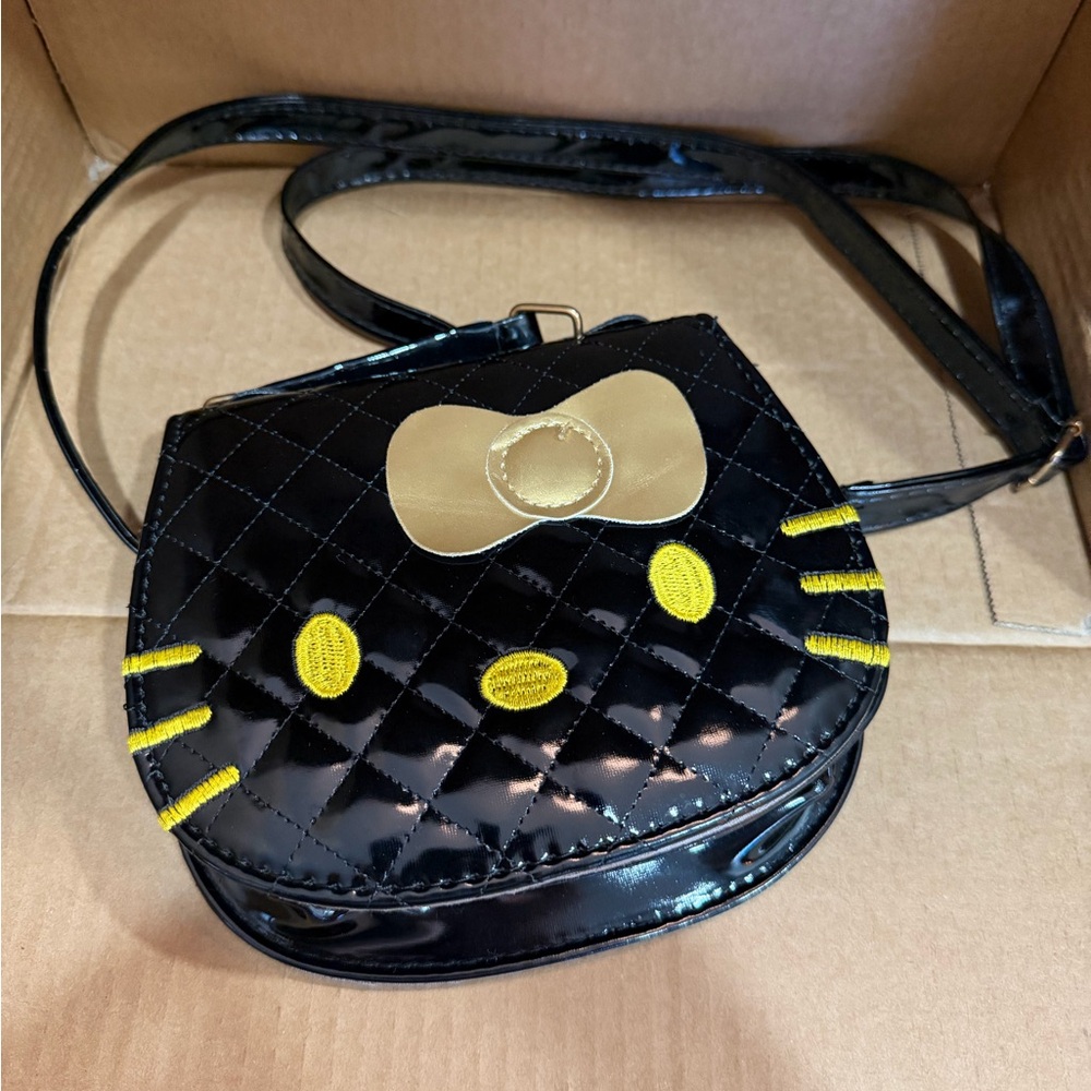 Hello Kitty Black and Yellow Quilted Crossbody Bag